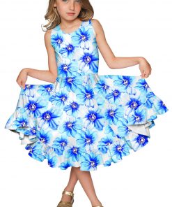 Aurora Vizcaya Fit Flare Dress Girls White Blue Gd8 P0059s