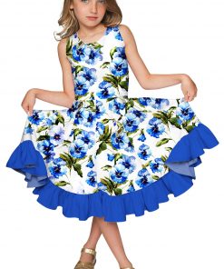 Catch-Me-Vizcaya-Fit-_-Flare-Dress-Girls-White-Blue-GD8-P0061B-Marlin-Blue