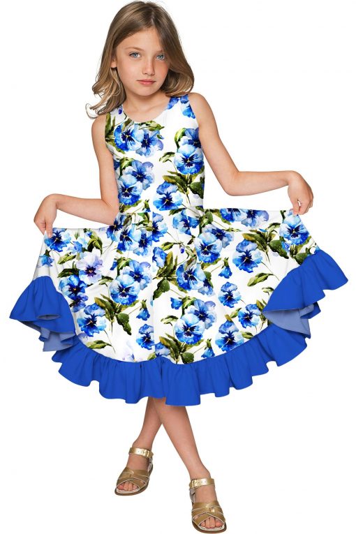 Catch-Me-Vizcaya-Fit-_-Flare-Dress-Girls-White-Blue-GD8-P0061B-Marlin-Blue