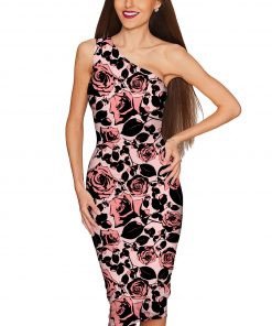 Flirty Girl Layla One Shoulder Dress Women Pink Black Wd1 P0029xs Image 1