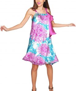 Floral Bliss Melody Chiffon Dress Women Blue Pink Wd3 P0056s Taffy Pink