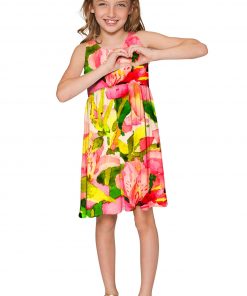 Havana Flash Sanibel Empire Waist Dress Girls Green Pink Yellow Gd6 P0042b