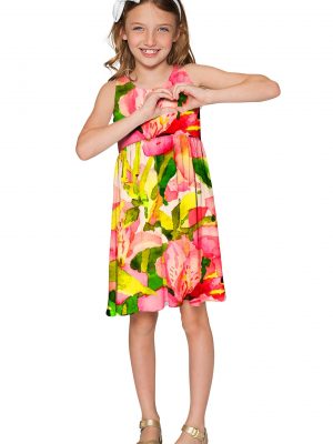 Havana Flash Sanibel Empire Waist Dress Girls Green Pink Yellow Gd6 P0042b