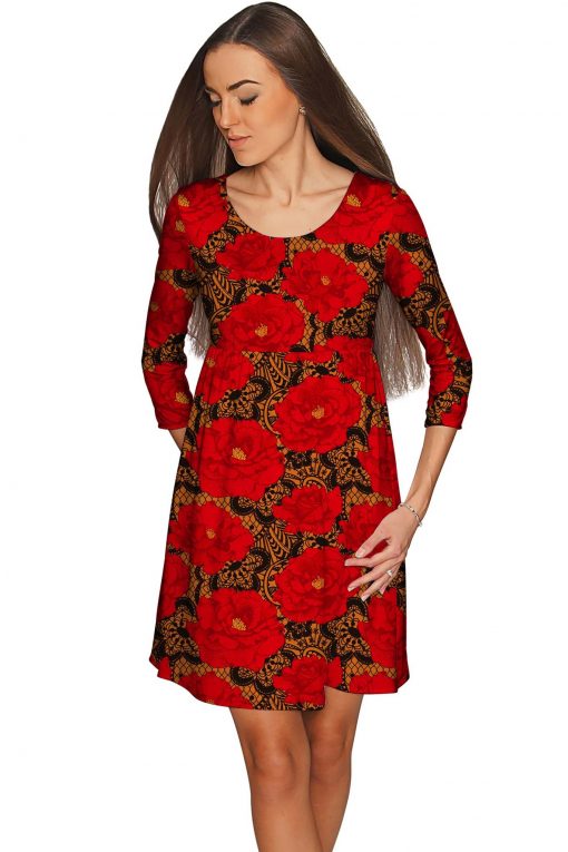Hot-Tango-Gloria-Empire-Waist-Dress-Women-Red-Black-Lace-WD5-P0070XS-image-2