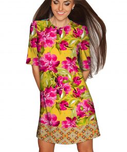 Indian Summer Grace Shift Dress Women Yellow Pink Wd13 P0079s Image 2