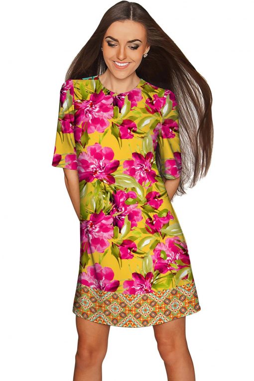 Indian-Summer-Grace-Shift-Dress-Women-Yellow-Pink-WD13-P0079S-Image-2