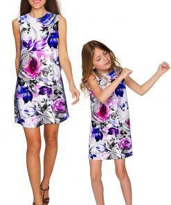 Mommy And Me Floral Touch Adele Shift Dress Grey Purple Pink Wd14 P0041b Gd14 P0041b