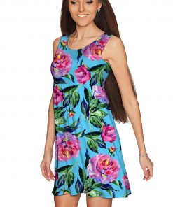 Peony Splash Sanibel Empire Waist Dress Women Blue Pink Green Wd6 P0080s Image 4