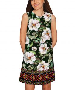 Queen Of Flowers Adele Shift Dress Women Green White Wd14 P0076s Image 2