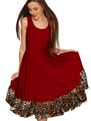 Red Leopard Vizcaya Fit Flare Dress Women Wd8 Burgundy Red Animal Print Image 1