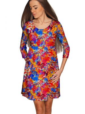 Summer Dizziness Gloria Empire Waist Dress Women Blue Orange Brown Wd5 P0021s Image 2