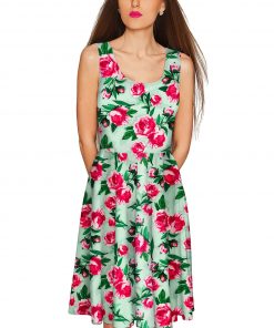 Sweetheart Mia Fit Flare Dress Women Green Pink Wd7 P0030s Image 1