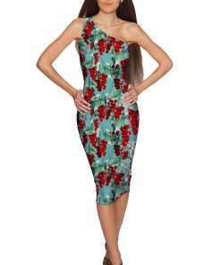 Toscana-Layla-One-Shoulder-Dress-Women-Green-Red-WD1-P0086XS