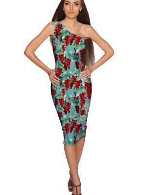 Toscana-Layla-One-Shoulder-Dress-Women-Green-Red-WD1-P0086XS