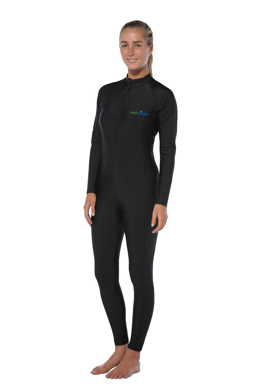 Women Full Body Sunsuit UV Protection Swimsuit Short Sleeves UPF50 Black Lime