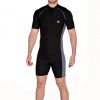 Mens Full Body Sunsuit With Sun Protection in Black & Silver