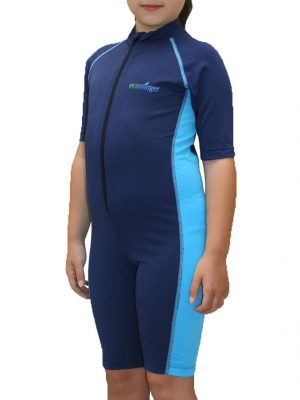 Girls Sun Protection Swimwear Sunsuit in Navy Blue