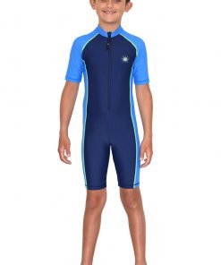 Boys Full Body Sun and UV Protection Swimsuit UPF50+ Navy Blue Nylon/Spandex