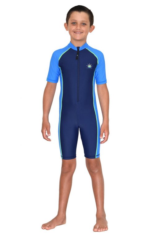 Boys Full Body Sun and UV Protection Swimsuit UPF50+ Navy Blue Nylon/Spandex