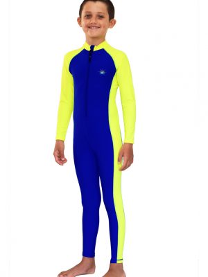Boys Full Body Swimsuit Sun and UV Protection Blue Yellow