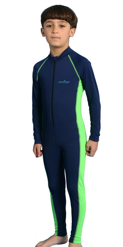 Boys Full Body Sun Protection Swimsuit UPF50+ Navy Lime Chlorine Resistant