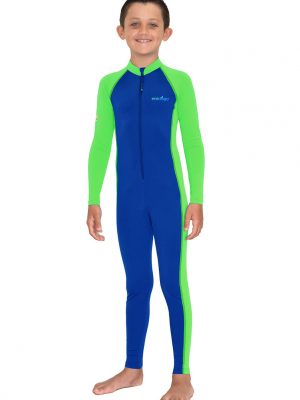 Boys Full Body Swimsuit Sun UV Protection Royal Lime