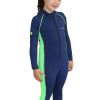 Girls Full Body Sun and UV Protective Swimwear Navy Lime