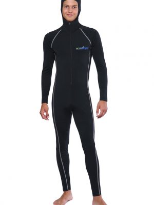 Mens UV Protection Swimsuit With Hood Dive Skin UPF50+ Silver Chlorine Resistant