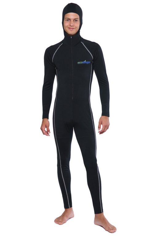 Mens UV Protection Swimsuit With Hood Dive Skin UPF50+ Silver Chlorine Resistant