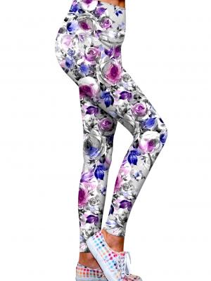 Floral Touch Lucy Leggings Women Grey Purple Pink Wl1 P0041s Image 2