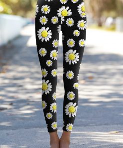 Oopsy Daisy Lucy Black Floral Performance Leggings Women Black White Wl1 P0050s