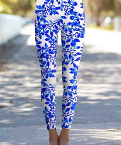 Whimsy Lucy Printed Performance Leggings Women White Blue Wl1 P0063s